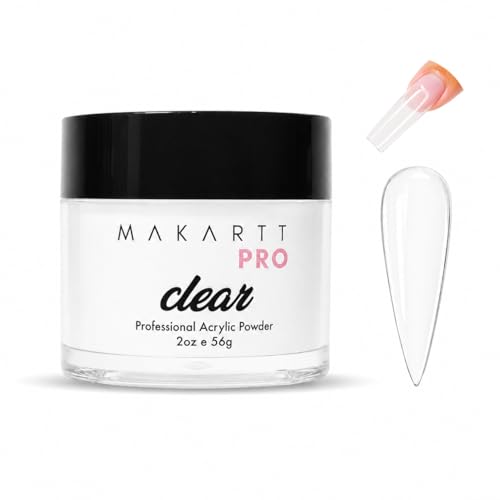 MakarttPro Acrylic Powder Durable Long-Lasting Easy-Apply Formula for Nail Extensions Overlays Sculpting & Nail Art 56g/2oz Speed Clear Perfect for Pros and At-Home Use