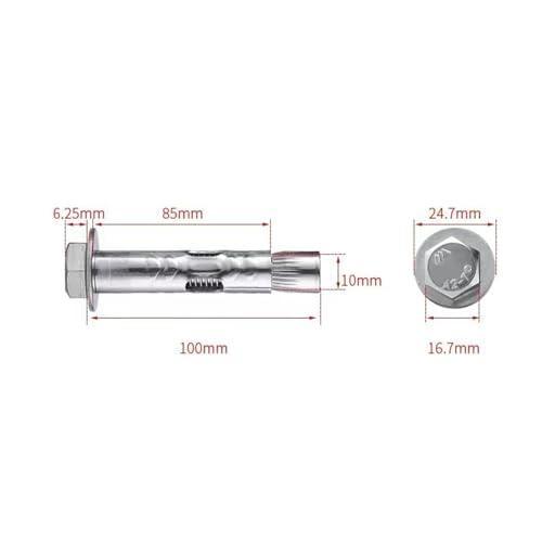 Image of 5Pcs M10*100mm Expansion Screw Bolts Stainless Steel Anchor Bolts for Wall