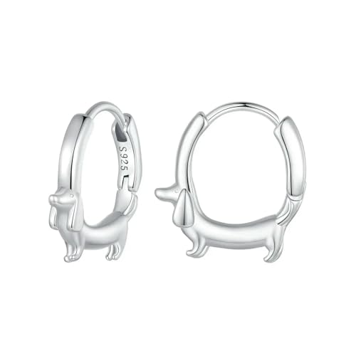 Boucles d'oreilles créoles teckel en argent 925 anti-allergie pour oreilles sensibles