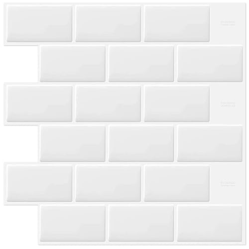 Comparison: Best Backsplash For White Kitchen 2 DEWOO White Peel and Stick Subway Tile Brick Backsplash Self Adhesive Wall Tiles for Kitchen Bathroom, 10-Sheet, 12"×12"