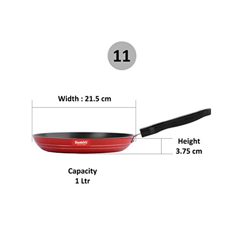 Image of Sumeet 2.6mm Non stick Tapper pan -1 Ltr - 21.5cm Dia (Red)