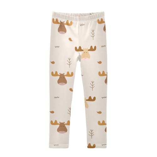 Cute Reindeer Girls Leggings,Workout Leggings for Girls Toddler Athletic Legging Size for 3-10T