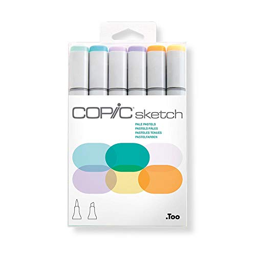 Copic Markers 6-Piece Sketch Set, Pale Pastels