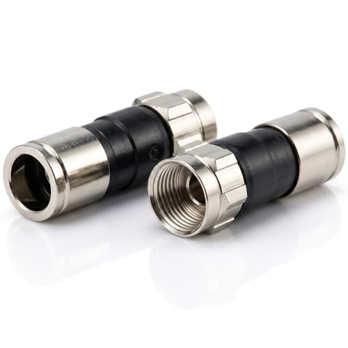 TechDirect [5 Pack] RG6 Coaxial Cable Compression Connectors – Premium F-Type Coax Fittings for RG-6 Coaxial Cable | Weatherproof Cable TV Connector for Satellite, Internet, MoCA, Indoor/Outdoor Use