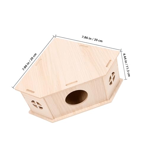 Casita de madera para hámster Housoutil con diseño triangular para jaula 3
