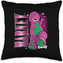 Barney - Vintage 90s Purple Dinosaur Character Collage Throw Pillow