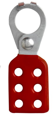 Horizon 5503 Steel Lock Out-Tag Out Hasp with Red Rubberized Coating and Interlocking Tabs, 1