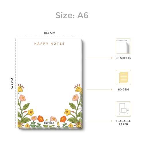 Image of PAPBOO Easy to carry Cute A6 Size Tear-off Notepads,90 Sheets,100 GSM, Gift(Happy Notes)