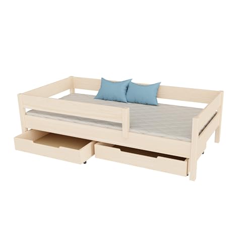 KidsComfort Kinderbett 80x180 cm Gebleichte Eiche | Bett mit Schubladen