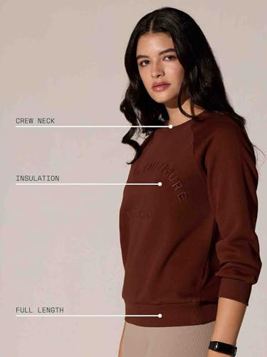 Image of CAVA Essential Sweatshirt for Women | Brushed Fleece, Round Neck, Full Sleeves, Ribbed Cuffs, Embroidery Detail | Cozy Loungewear & Travelwear