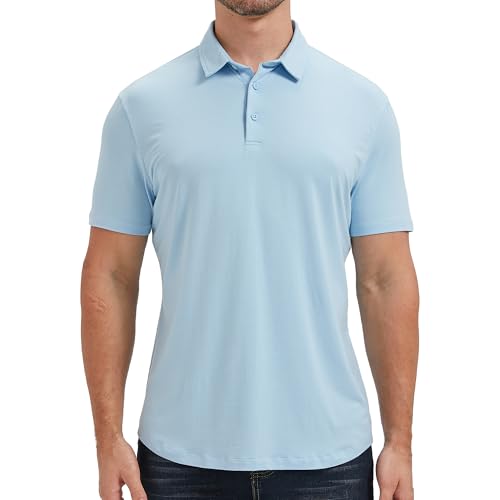 netdraw Leichtes Herren-Poloshirt aus Bambusviskose, ultraweich, gebogener Saum, LSF 50+, lässiger Kragen, Golfshirt, Hell, blau, L netdraw Leichtes Herren-Poloshirt aus Bambusviskose, ultraweich, gebogener Saum, LSF 50+, lässiger Kragen, Golfshirt, Hell, blau, L