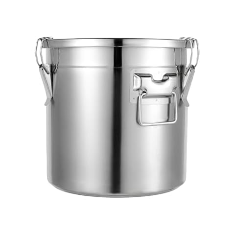 DRTONK 304 stainless steel kitchen sealed jar 21L Airtight Jar with lid food storage container, food storage jar kitchen rice oil storage bucket with handle and lid Cover