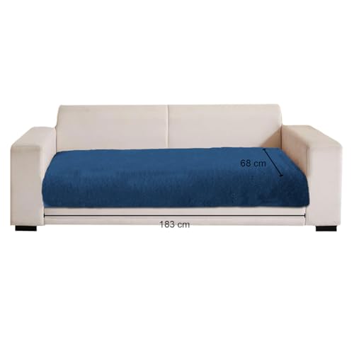 Image of Luxe Home Premium Rabbit Fur Sofa Cover 3 Seater Ultra-Soft Washable Anti-Slip Slipcover for Sofa (Teal, 68x183 cm)