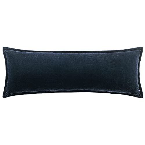Image of HiEnd Accents Stella Faux Silk Velvet Midnight Blue Long Lumbar Pillow
