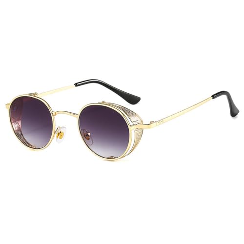 Lunettes Steampunk vintage protection UV400 verres ronds rétro en métal