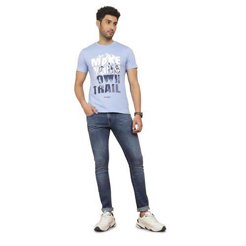 Image of Wrangler Men's Graphic Print Green Crew Neck T-Shirt (Regular)