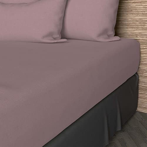 Soleil d'ocre, Drap Housse, Coton 57 Fils, Rose, 140x190 cm