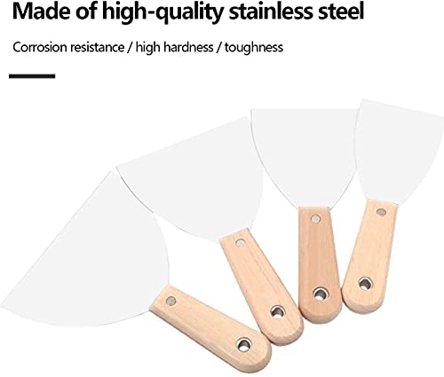 Image of DARIT 6 PCS 1.5 inch, 2 inch, 3 inch, 4 inch, 5 inch, & 6 inch Putty Knife with Wooden Handle Paint and Wall Flexible Scraper Carbon Steel Drywall Taping Spreading Scraping Tool 1set(PACK OF)