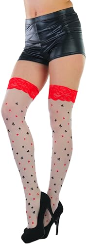 Image of ToBeInStyle Women's Harlequin Jester Thigh High Stockings Playing Card Checkered Opaque Halloween Costume Hosiery