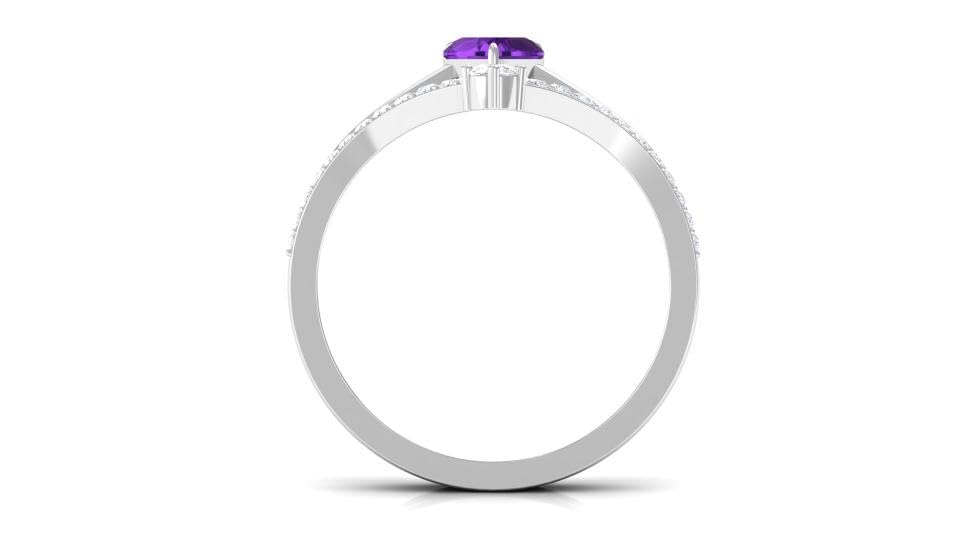 Amethyst 0.9 ctw Heart Stackable Dual Ring Set 925 Sterling Silver Wedding, Engagement Ring for Women Graduation Gift2