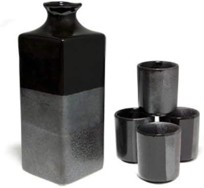 Black Ombre Sake Set w/Four Cups