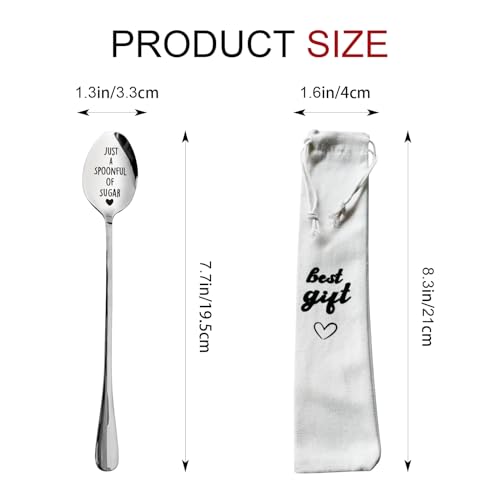 Just a Spoonful of Sugar Stainless Steel Spoon, Dessert Cake Spoon, Gifts for Women, Men, Birthday Christmas Thanksgiving Graduation Housewarming Gifts