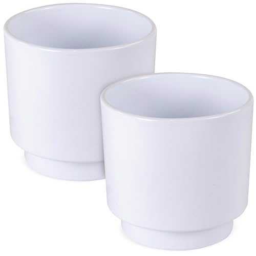 Design senza tempo: set di 2 vasi da fiori in ceramica di colore bianco semplice – vasi moderni che si adattano a qualsiasi stile di casa con una forma chiara e sottolineano le piante con stile.