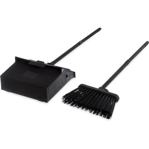 sparta duo-pan upright dust pan and broom set essential cleaning tools for home and commercial use 3634 handle 1 count black