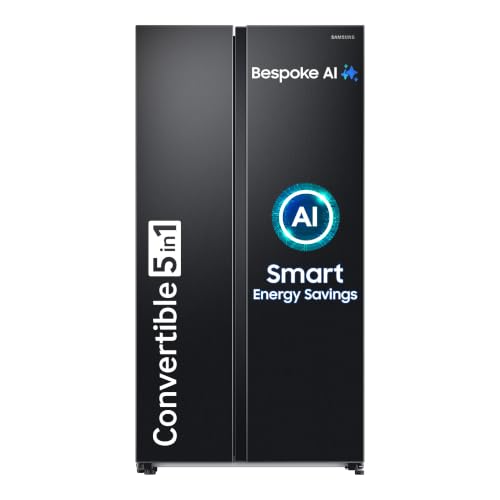 Samsung 653 L, 3 Star, Frost Free, Double Door, Convertible 5-in-1 Digital Inverter, Side By Side AI...