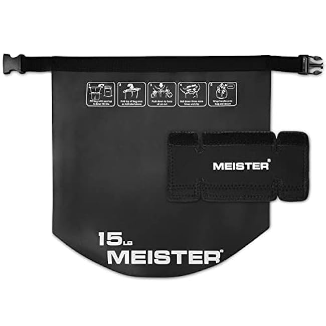 Meister BEAST Portable Sand Kettlebell - Soft Sandbag Weight - 15lb / 6.8kg - Black