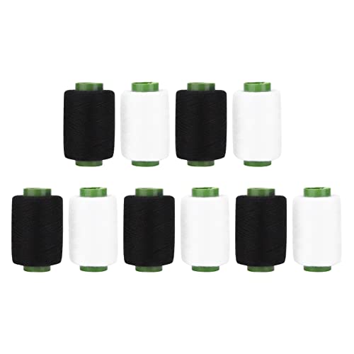 Hilo de coser profesional de poliéster, alta resistencia y color duradero. Set de 10 rollos negro y blanco para bordado y máquinas de coser miniatura 5