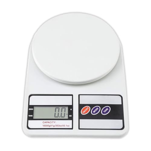 Toy O'Fun Digital Kitchen Weighing Scale 10kg High Precision Food Scale with LCD, Tare Function & Auto-Off - Ideal for Baking, Cooking & Portion Control (Batteries Not Included) (White-2)