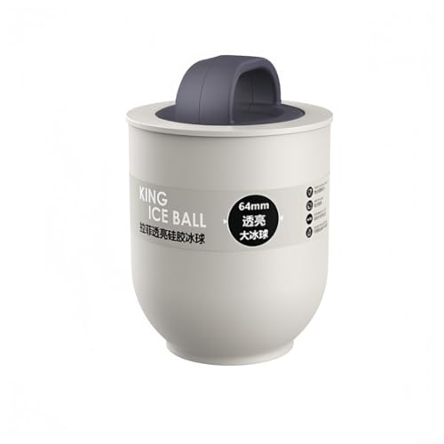 ilicone - Máquina para hacer bolas de hielo, moldes grandes transparentes de 64 mm, bandeja de cubitos de hielo sin burbujas para whisky, cócteles, bricolaje, blanco con mango negro