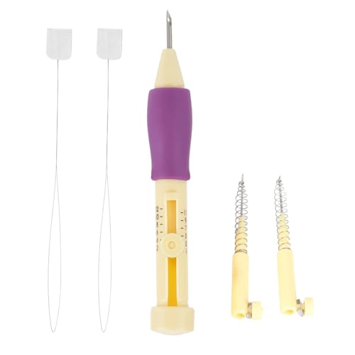 Punch Needle Embroidery Set Embroidery Needle Punch with 3 Sizes Needle Pen Kit Tool for DIY Craft for DIY Threaders Sewing Knitting for Mother(Yellow +)