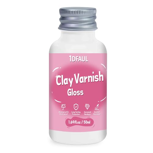 1DFAUL 50 ml Barniz Arcilla Ceramica Secado al Aire, Esmalte Ceramica Sin Horno que Previene el Agrietamiento y Amarilleamiento de la Arcilla, Resistente a Rayones e Impermeable(brillante)