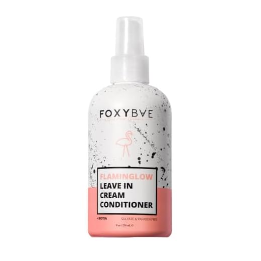 FoxyBae Flaminglow Leave-In Conditioner Cream - Detangling Conditioning Spray with Keratin + Biotin for Hair Growth Enhancer, Curly, Color Treated Hair - 8 oz