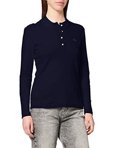 Lacoste Damen Langarm Slim Fit Poloshirt Navy 40