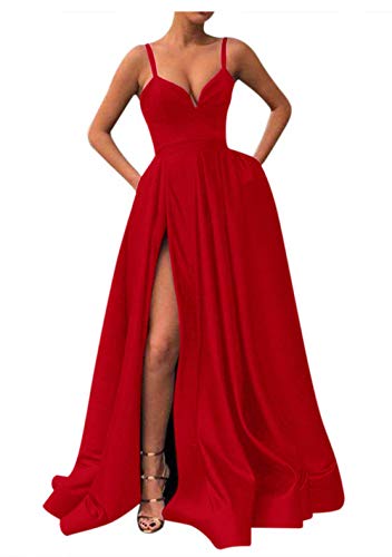 Fanciest-Spaghetti-Strap-Prom-Dresses-2021-Long-High-Split-Satin-Bridesmaid-Dresses-Party-Gowns-with-Pockets-for-Women-Junior-Red-US4