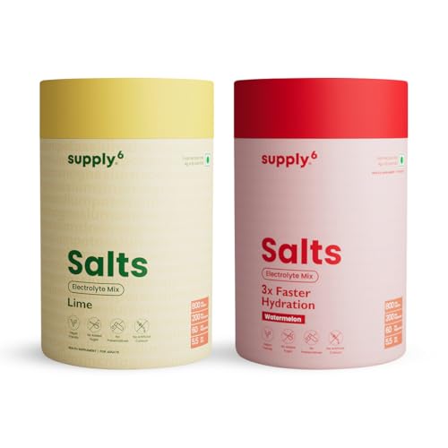Image of Supply6 Salts | Electrolyte Mix | Zero Added Sugar | Sodium, Potassium, Magnesium, Zinc & Fiber | Keto Friendly, Vegan Friendly, No Preservatives (18 Servings, Watermelon) | (18 Servings Lemon Lime)