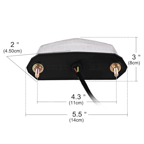 Luz de freno trasera para motocicleta 12V con señalización triangular y soporte de matrícula 3