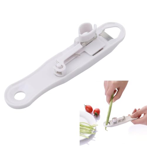 Runner Bean Slicer Bean Stringer Green Beans Cutter Vegetable Peeler Multi Tool for Slicing and Topping Kitchen Accessory (White)