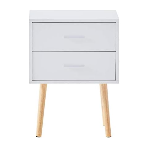 TUKAILAi Wooden Bedside Table with Drawers Cover