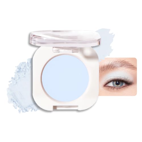 HHLTOH Light White Blue Single Matte Eyeshadow Makeup, Cream to Powder Monochrome Eye Shadow for...