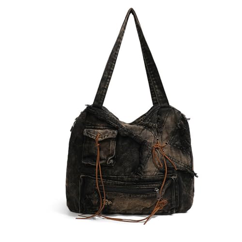 Vintage Women Shoulder Bag Large Female Crossbody Bags Distressed Denim Tote Handbag