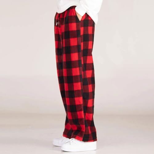 Men's Relaxed Fit Pajama Pants, Designed for Comfort and Effortless Style, Plaid Loose Fit Straight Leg Long Pants 7