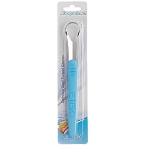 JETPIK Tongreiniger van roestvrij staal, blauw (tongschraper, tongborstel, veilige frisse adem, verwijdert plaque op de…