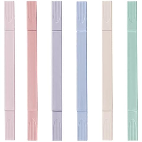 Highlighters, Dual Tip Highlighter with Mild Assorted Colours, Aesthetic Cute Pastel Highlighters Pens, No Bleed Dry Fast, for Bullet Journal, Bible, Notes, School Supplies (Youth) Cover