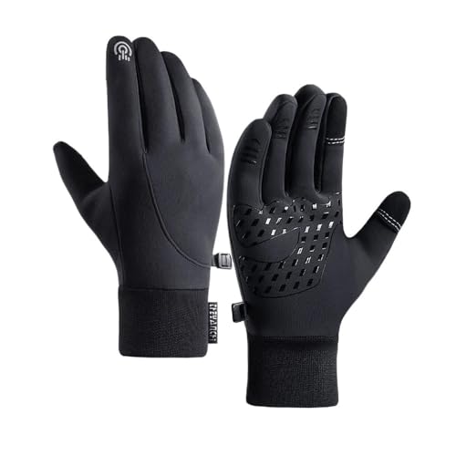 HYHWYD Guantes de invierno térmicos de forro polar cálido con pantalla táctil para conducir, bicicleta, correr, motocicleta, senderismo, nieve, clima frío, para conducir/ciclismo (negro, XL)