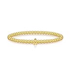 Wowshow Gold Bracelets for Women, 18K Gold Plated Stretch Initial Beaded Bracelets with A-Z Letter Charm Jewelry Gifts for Mother's Day Valentines Christmas
