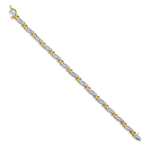 14k Two Tone Yellow Gold 1ct. Baguette Diamond Bracelet 7 Inch Fine Jewelry For Women Gifts For Her 14k Two Tone Yellow Gold 1ct. Baguette Diamond Bracelet 7 Inch Fine Jewelry For Women Gifts For Her - Image 7